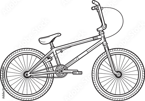 Extreme sports bike contour drawing vector illustration artwork depicting freestyle bicycling equipment.