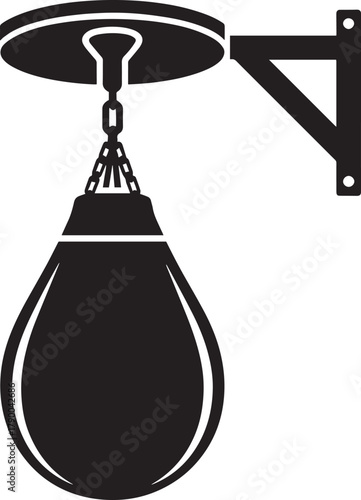 Punching bag silhouette vector illustration heavy boxing training equipment icon flat style design