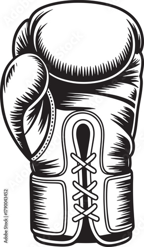 Vintage style engraving illustration of single boxing glove with laces ready for fighting sport