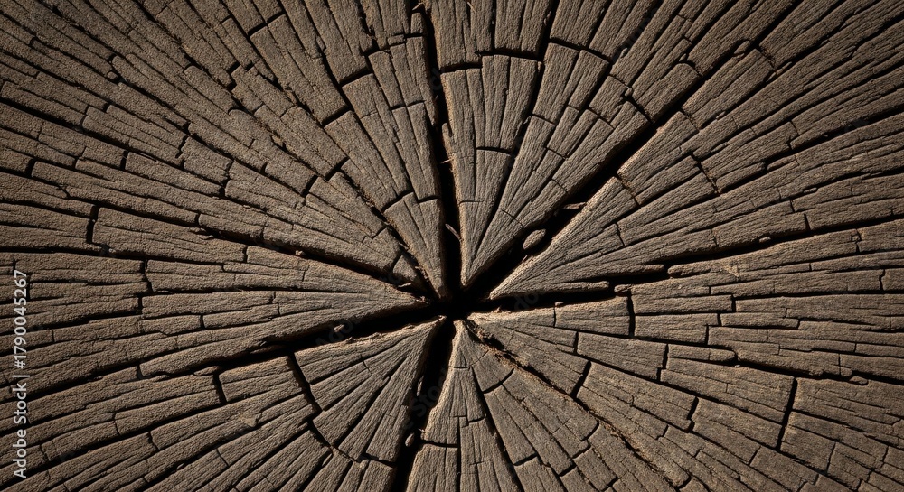 Obraz premium Wooden surface showing intricate cracks and textures from many years of growth and weathering in nature
