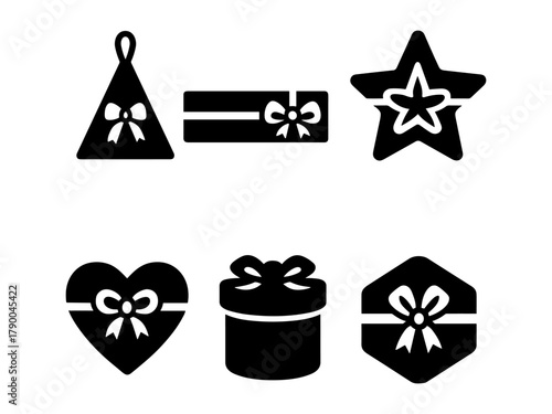 Gift box silhouettes, holiday present icons
