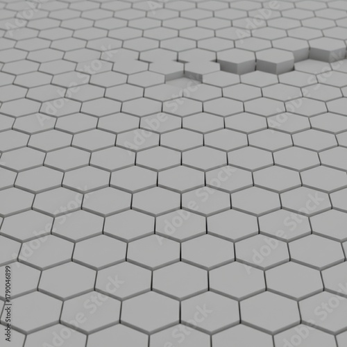 Hexagonal 3D surface with raised tiles