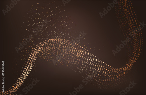 Abstract Music background. Big Data Particle Flow Visualisation chemical industry. Science infographic futuristic illustration. Sound wave. Premium background design with mocha mousse sound wave