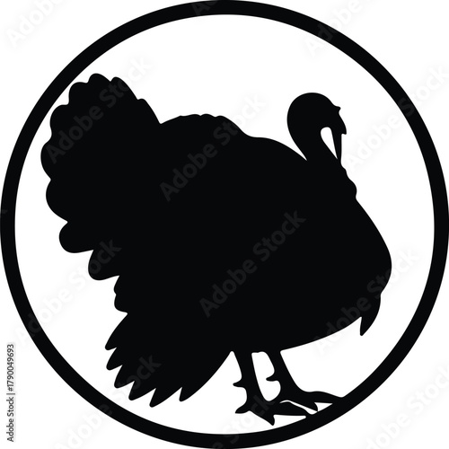 Illustration Thanksgiving turkey bird side view inside circle silhouette vector