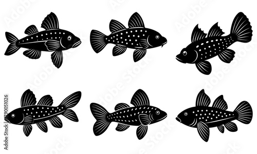 Elegant shoal of fish swimming together, a classic symbol of abundance and prosperity created from scalable vector graphics, great for seafood or fishing