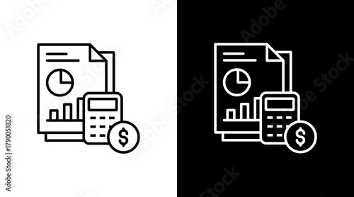 Budget Planning  White Icon Set Design