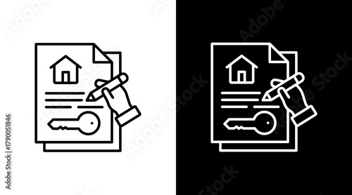 Real Estate  White Icon Set Design
