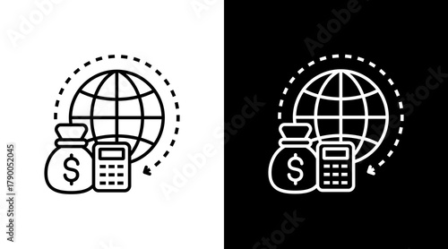 Money Transfer  White Icon Set Design