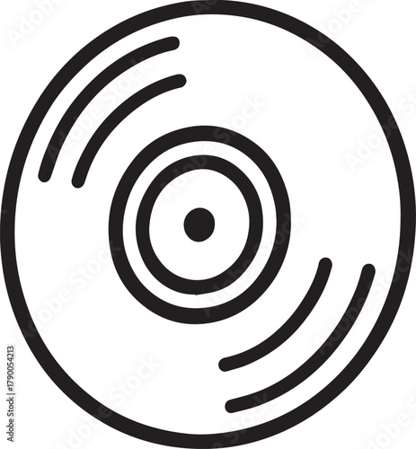 A classic vinyl record, with its grooves, symbolizes music and nostalgia. The image represents the tangible art of music.