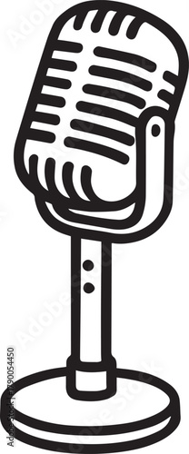 A vintage microphone stands, poised to capture every word, every note, every moment. Its presence evokes a sense of nostalgia, a yearning for the days of classic radio.