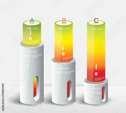Colorful 3D Cylinder Step Infographic Diagram