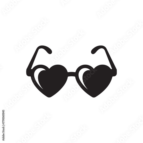 Heart Shaped Sunglasses Black and White Vector Icon