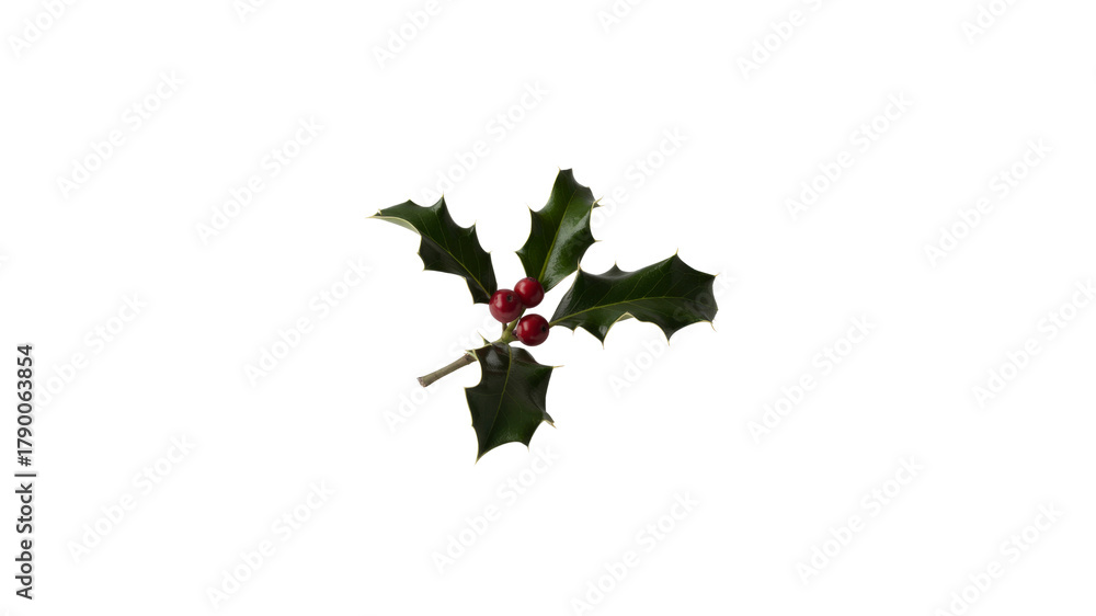 Fototapeta premium Sprig of Holly with Red Berries