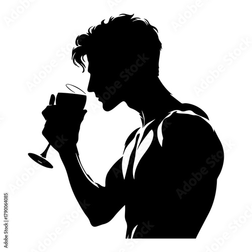 Silhouette of a Man Tasting Wine