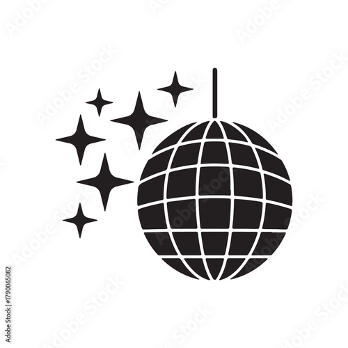 Disco Ball and Sparkles Vector Icon
