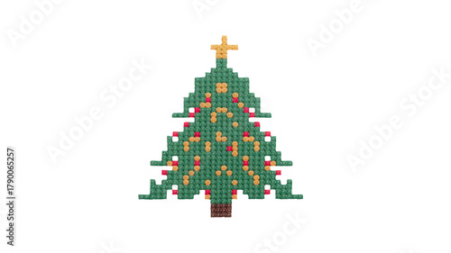 Pixel art Christmas tree with ornaments