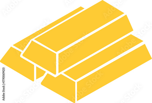 Gold bars icon bullion precious metal finance and wealth symbol vector illustration, black flat style design, investment and treasure on transparent background