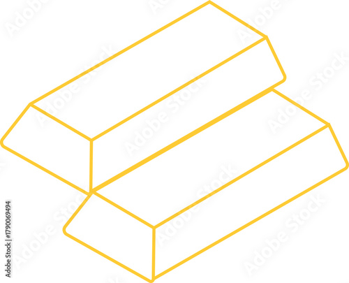 Gold bars icon bullion precious metal finance and wealth symbol vector illustration, black line style design, investment and treasure on transparent background
