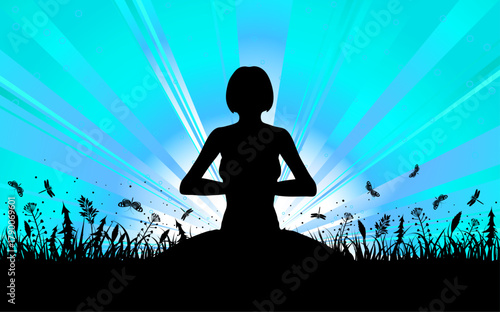 Silhouette of a Girl in Yoga pose