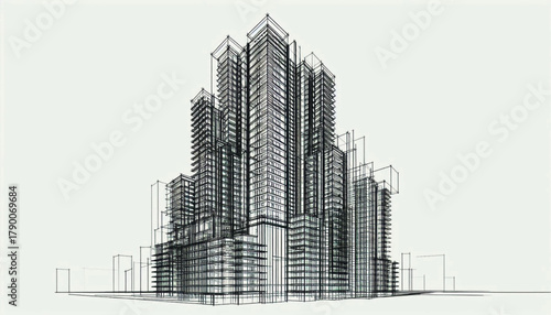 High rise abstract building sketch. Architecture