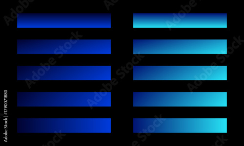 Collection of blue and cyan gradient bars on a black background