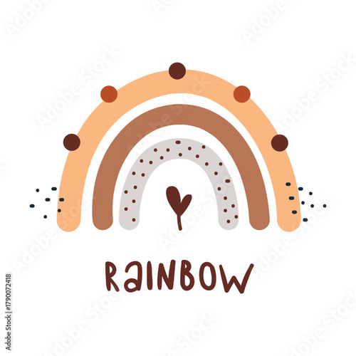 Cute Poster in Scandinavian Style with Rainbow for Kids Room Vector Illustration