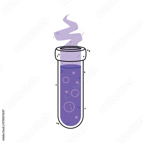 Purple Potion Bottle and Glass Flask Vector Illustration