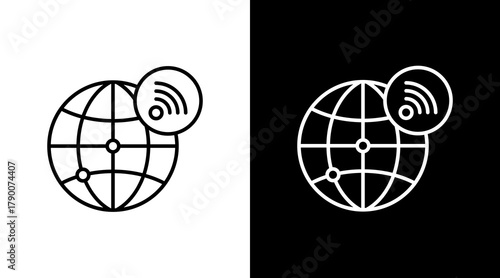 Globe Network  White Icon Set Design