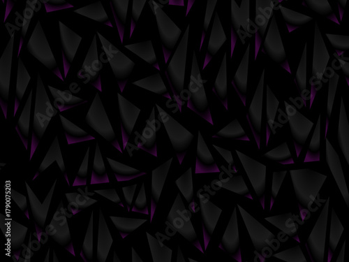 Background with abstract forged carbon fiber vector pattern with randomly arranged dark purple and black fragments, creating a modern and futuristic texture.