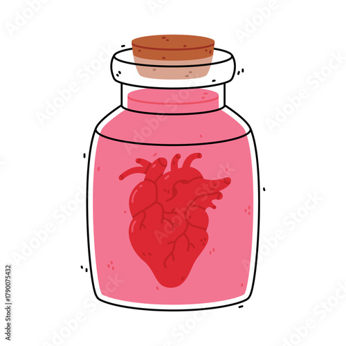 Potion Bottle and Glass Flask with Cork Vector Illustration