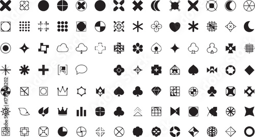 Black and white abstract vector icon set for interface design and graphic resources