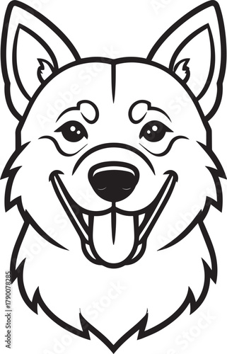 Dog Face Line Art Vector