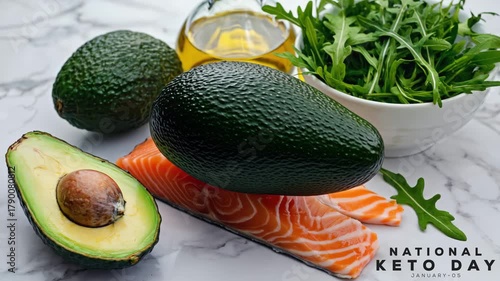 National Keto Day. Keto foods concept video.