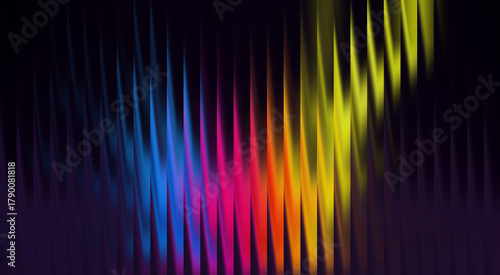 Abstract and vibrant vertical color lines fading into each other. The contrast and light creates a mesmerizing pattern with bright colors