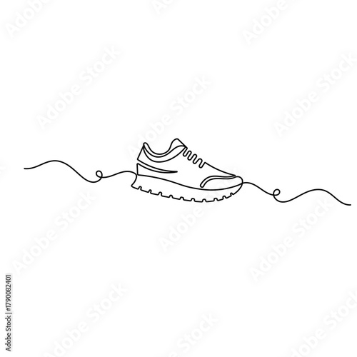 Shoe icon continuous one line drawing outline vector illustration
