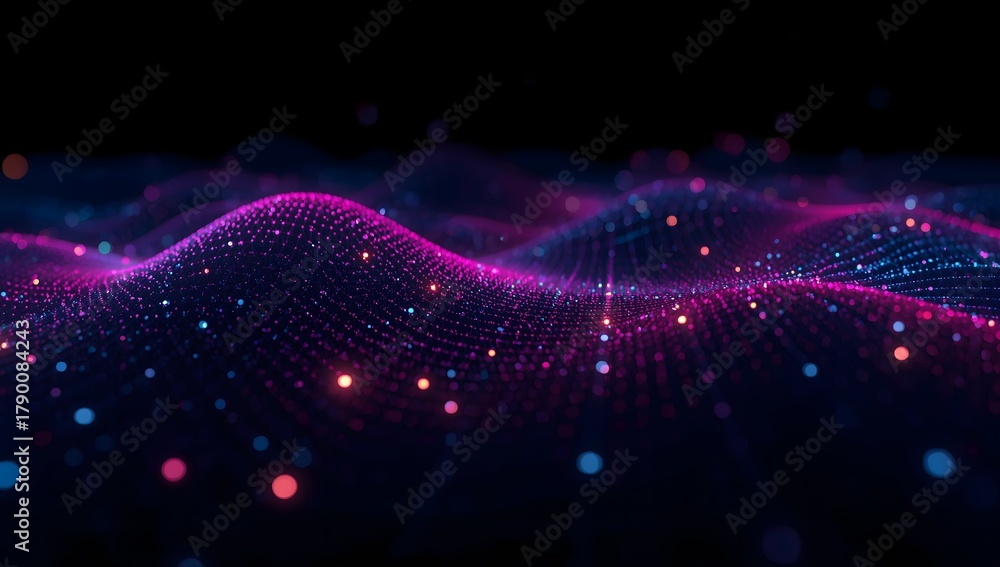 Fototapeta premium Abstract glowing digital wave pattern representing big data and global network connections