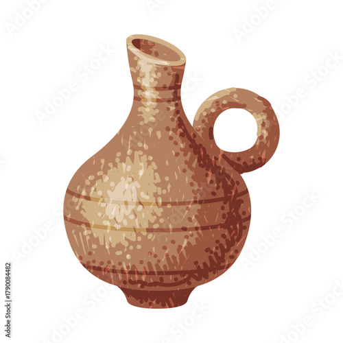 Brown Jug as Pottery and Ceramic Tableware and Crockery Vector Illustration