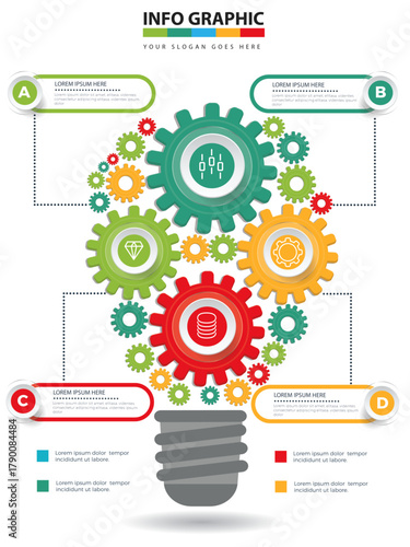 Collaborative Business Process Gear Diagram with Text Banners