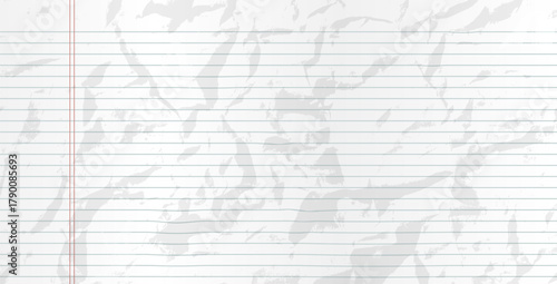 Planner crumpled lines grid paper. Ruled vector blank background