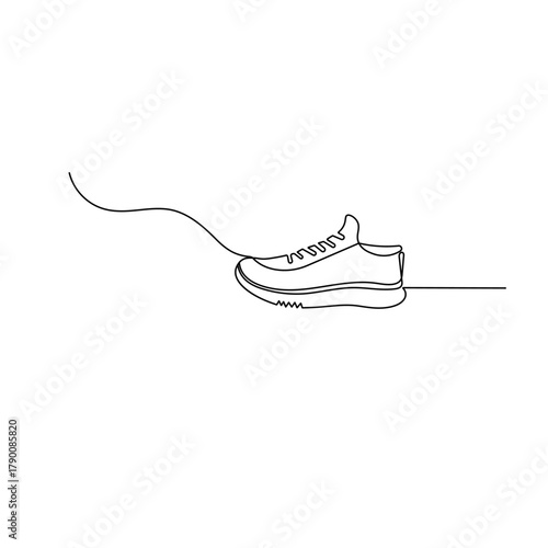 Shoe icon continuous one line drawing outline vector illustration