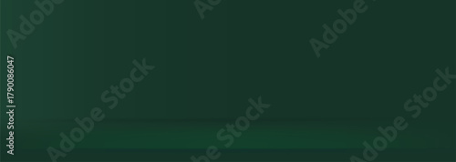 Studio matte green texture background. Neutral wall product room. Minimal dark green table scene. Empty desk stage for beauty presentation. Vector gradient illustration