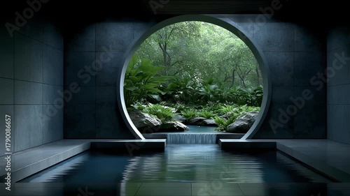 Tang Dynasty Courtyard Moon Gate Flowing Zen Space