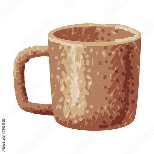 Brown Mug as Pottery and Ceramic Tableware and Crockery Vector Illustration