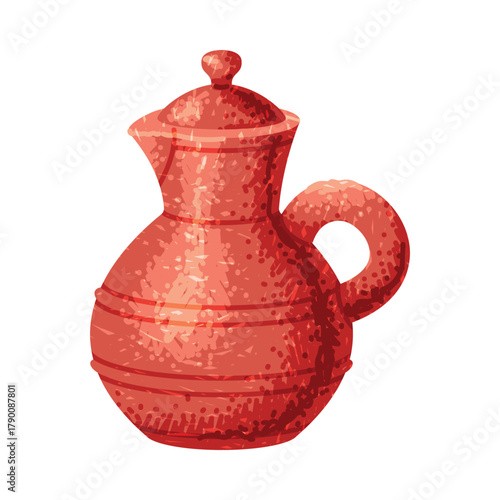 Brown Jug as Pottery and Ceramic Tableware and Crockery Vector Illustration