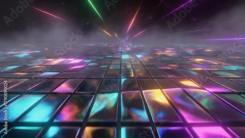 Holographic Light Spectrum Dance Floor – Immersive Motion  Disco Background