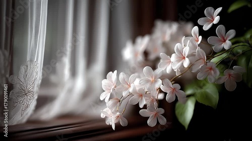 Tang Style Beautiful Flowers Swaying by the Window