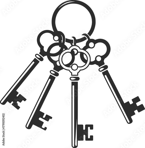 Vintage Skeleton Keys Vector Illustration.
