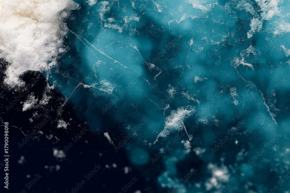 Obraz premium Aerial View of Turquoise Ocean Waves with White Foam and Deep Blue Water
