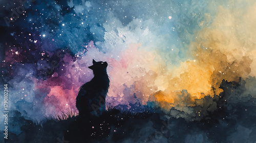 夜と溶け合う水墨の世界