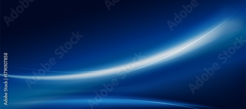Abstract blue glow curve lines on dark background